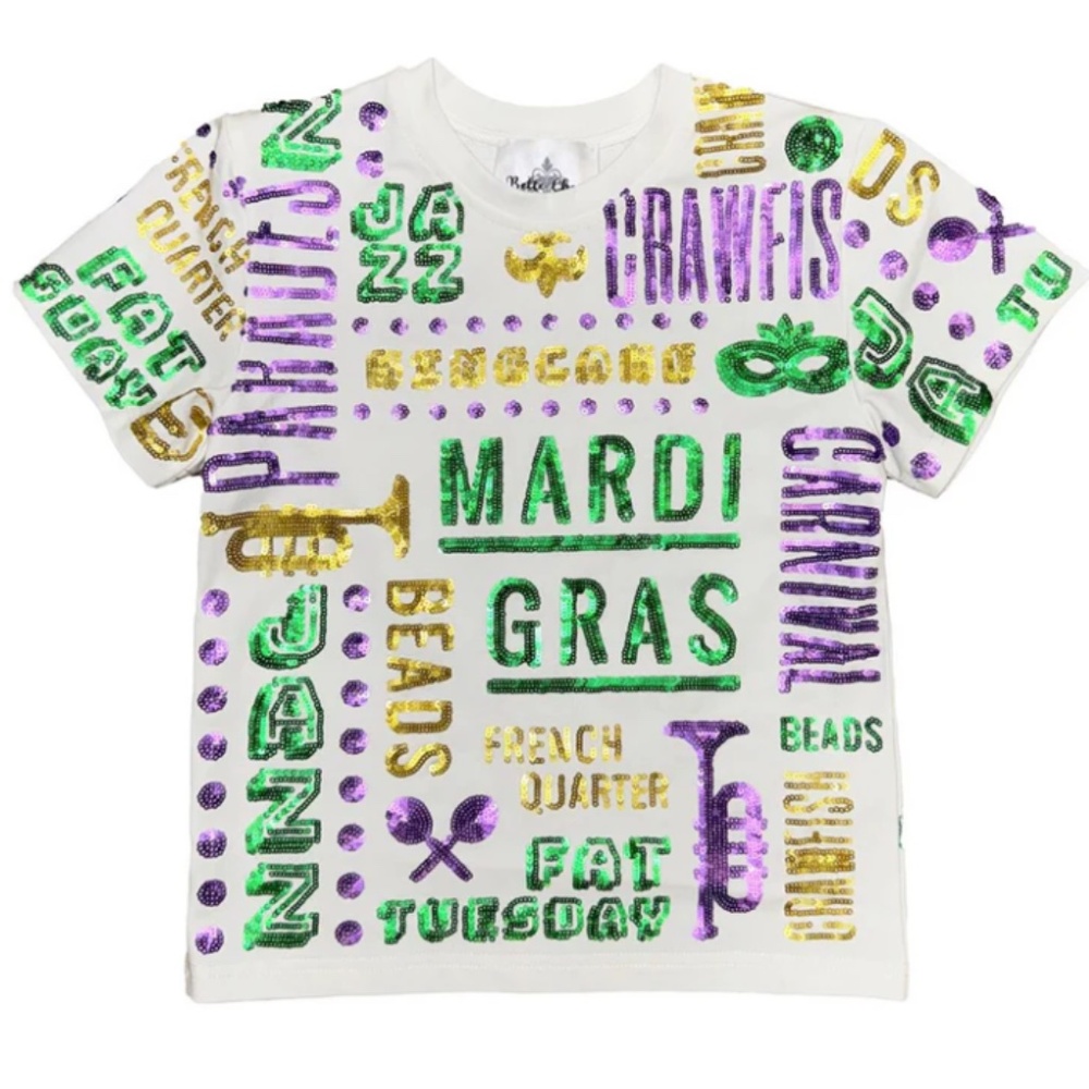 ALL THINGS MARDI GRAS SEQUIN SHIRT - BELLE CHER